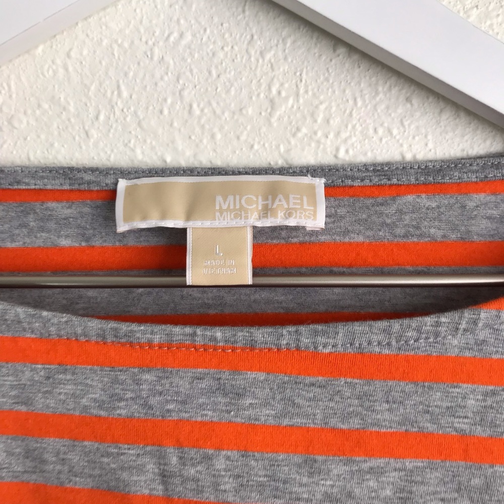 Michael Michael Kors Orange and Grey Top Size LG - Picture 6 of 7